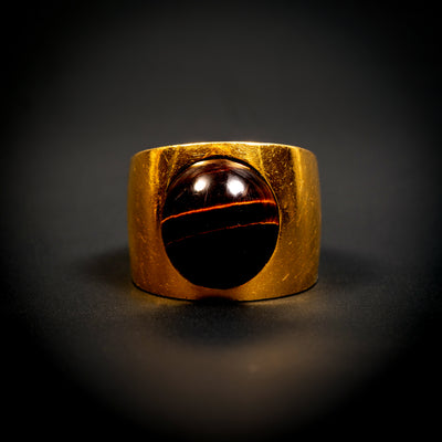 Vintage gouden bandring met tijgeroog - #1