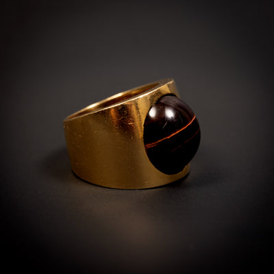 Vintage gouden bandring met tijgeroog - #3