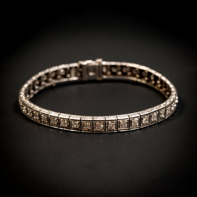 Platinum Art Deco line bracelet with diamonds - #1