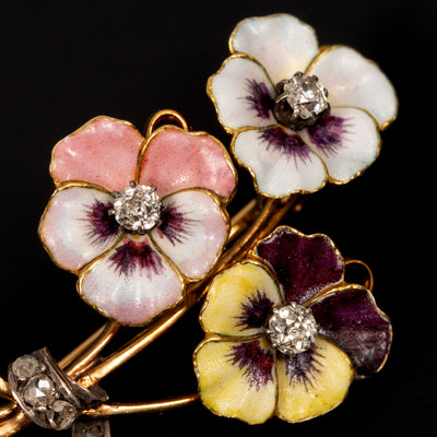 Antique gold flower brooch - #2