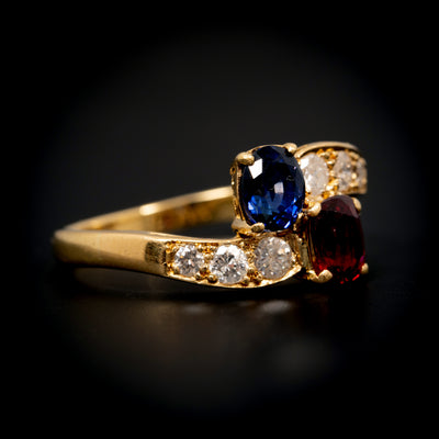 Gouden toi-et-moi ring met robijn en saffier - #4