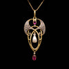 Art Nouveau pendant with pearl and rubies - #5