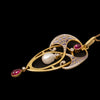 Art Nouveau hanger met parel en robijnen