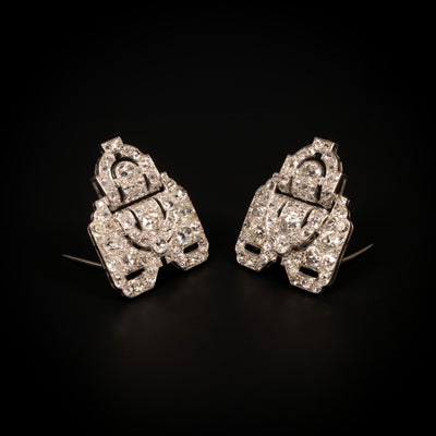 Platinum double brooch with diamonds - #8