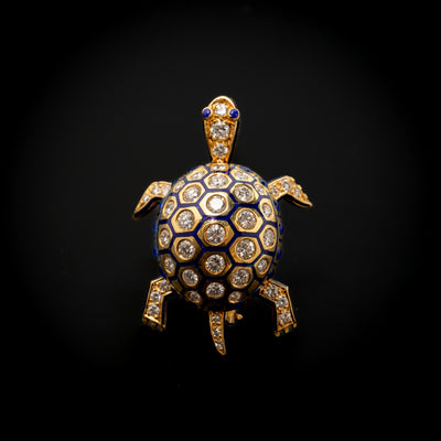Gouden broche met diamant en email - #2