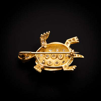 Gouden broche met diamant en email - #3