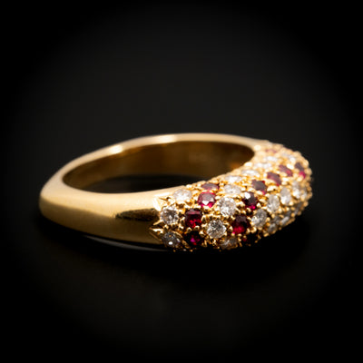 Gold ring with ruby and diamond - #5