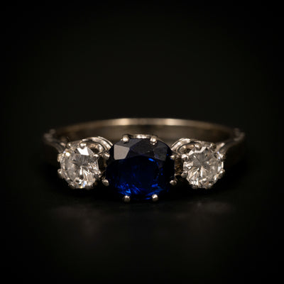 Witgouden ring met saffier en diamant - #1