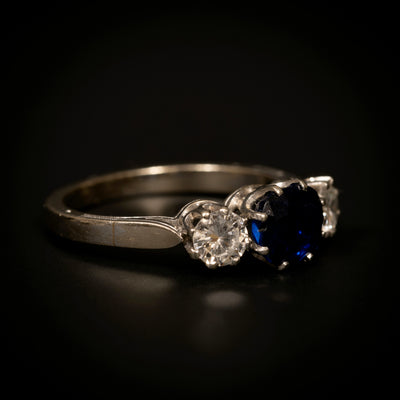 Witgouden ring met saffier en diamant - #5