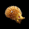 Gouden egel broche met diamant