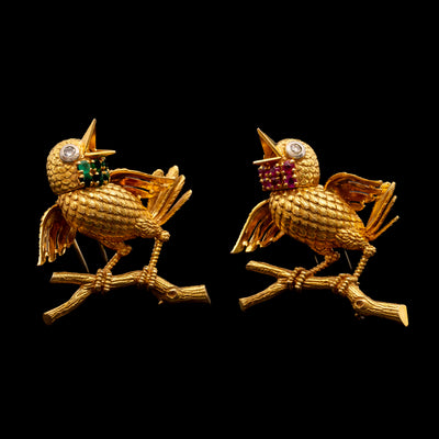 Gouden vogelbroche met smaragd - #2