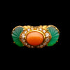 Vintage Cartier ring met koraal, chrysopraas en diamant