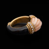 Vintage gouden ring met onyx, koraal en diamant