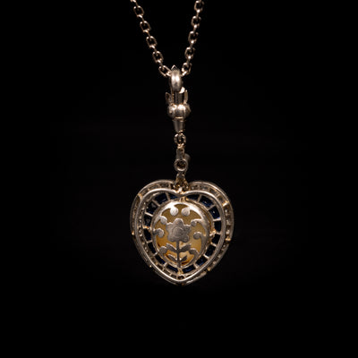 Belle Epoque hanger met saffier, diamant en parel - #3