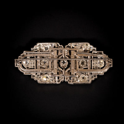 Platina dubbelbroche met diamant - #6