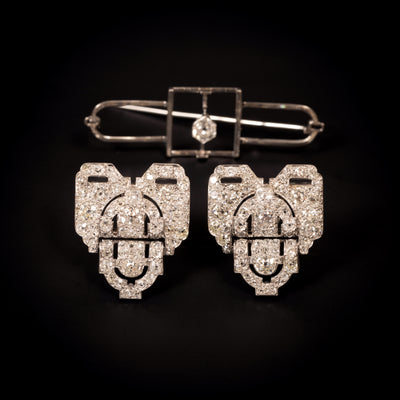 Platina dubbelbroche met diamant - #3