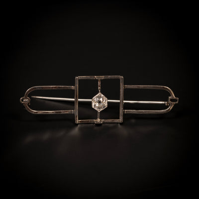 Platina dubbelbroche met diamant - #4