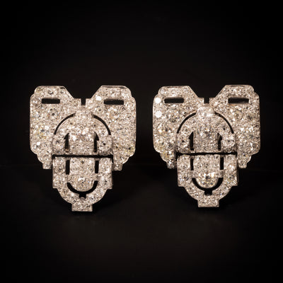 Platina dubbelbroche met diamant - #5