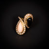 Vintage ring met diamant, onyx en koraal