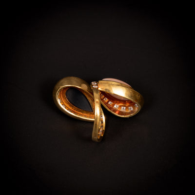 Vintage ring met diamant, onyx en koraal - #6