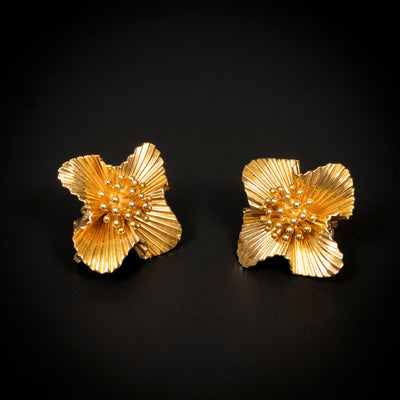 Bloemvormige vintage gouden oorbellen - #5