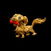 Gouden broche in de vorm van een hond met been