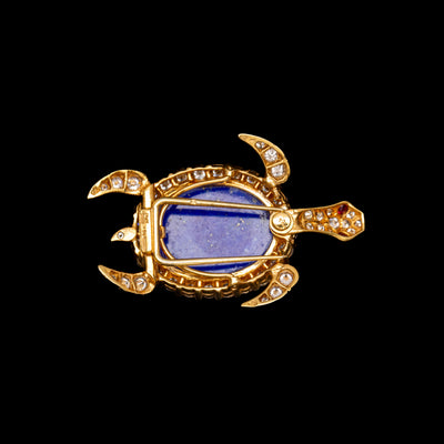Turtle brooch with lapis lazuli and diamond - #5