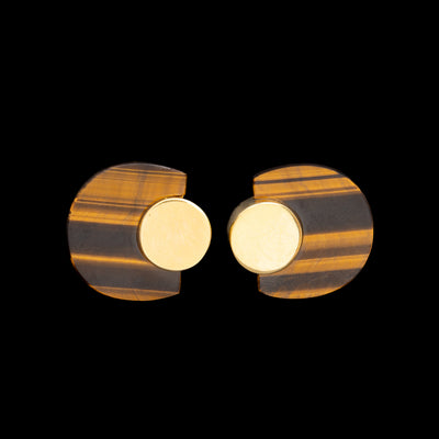 Gouden clipoorbellen met tijgeroog - #4