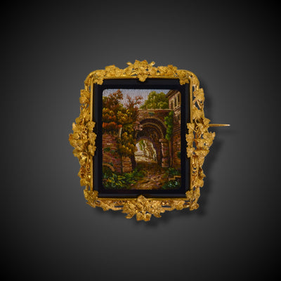 Antieke gouden broche met micromozaiek - #1