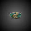 Vintage gold ring with malachite and diamond - #3