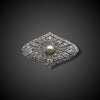 Platina Belle Epoque broche met diamant en parel