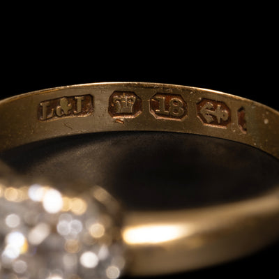 Antieke gouden ring met clusters van diamant - #5