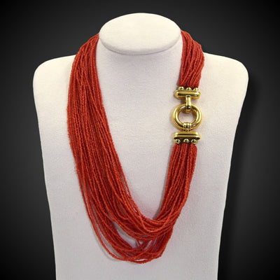 Coral necklace with gold clasp - #1