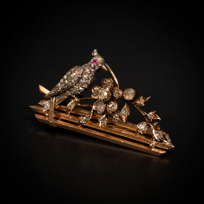 Broche van goud, zilver, diamant en robijn - #3