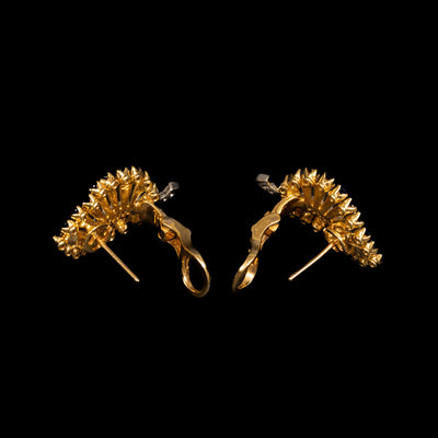 Gouden blad-oorbellen met saffier en diamant - #3