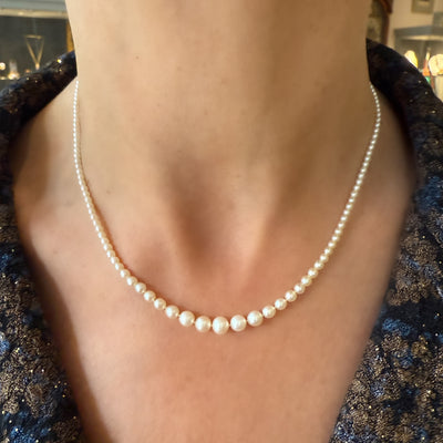 Antique pearl necklace in original case - #5