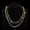Long necklace with coral and chrysoprase - #1
