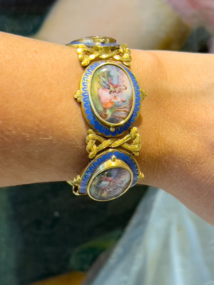 Antique gold bracelet with painted enamel - #6