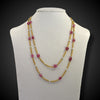 Vintage lang gouden collier met toermalijn en parels
