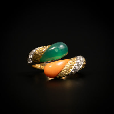 Mauboussin ring met koraal en chrysopraas en diamant - #2