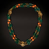 Long necklace with coral and chrysoprase - #3