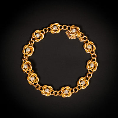 Antique gold bracelet with diamonds - #1
