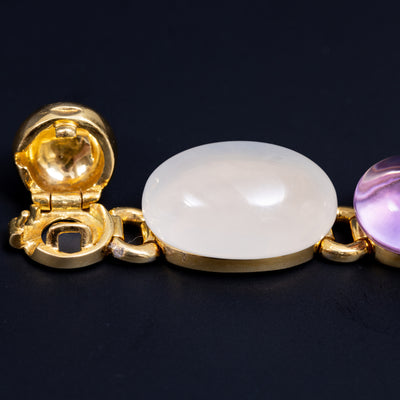 Gouden armband met cabochon geslepen amethist en chalcedoon - #4