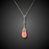 Platina Belle Epoque collier met koraal en diamant