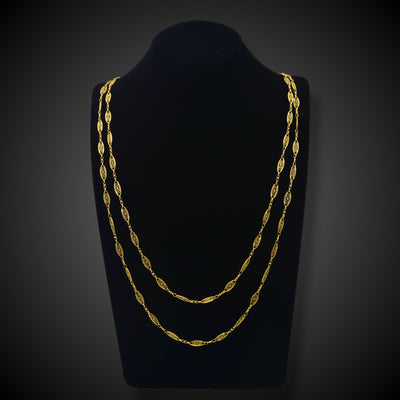 Antique French long necklace with wire links - #1