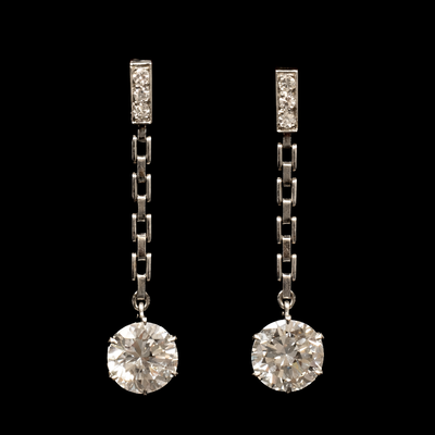 Vintage diamanten oorbellen in platina - #1