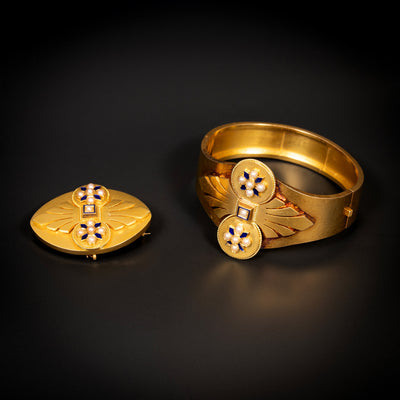 Victoriaanse broche met parels en email - #4