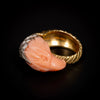 Gold ring with coral bird head - #3
