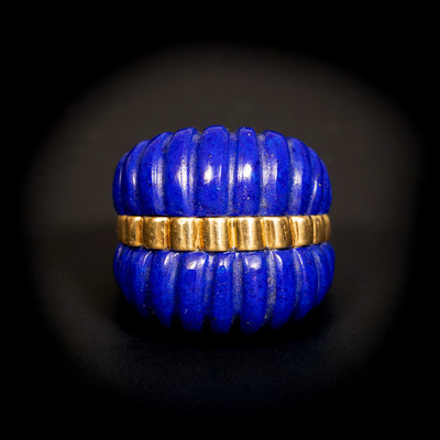 Grote gouden ring met lapis lazuli - #5