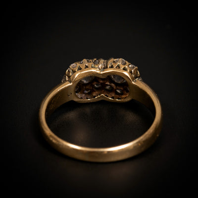 Antieke gouden ring met clusters van diamant - #4